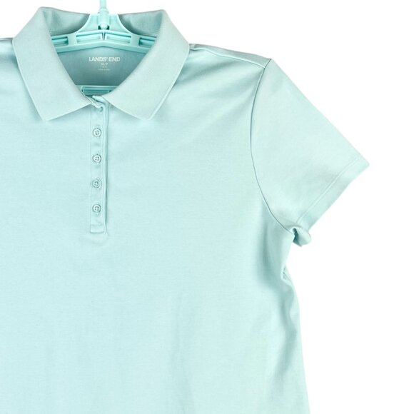 Lands End Girls Light Blue Short Sleeve Polo Shirt Size Medium 10-12 Cotton NWOT - Picture 5 of 10